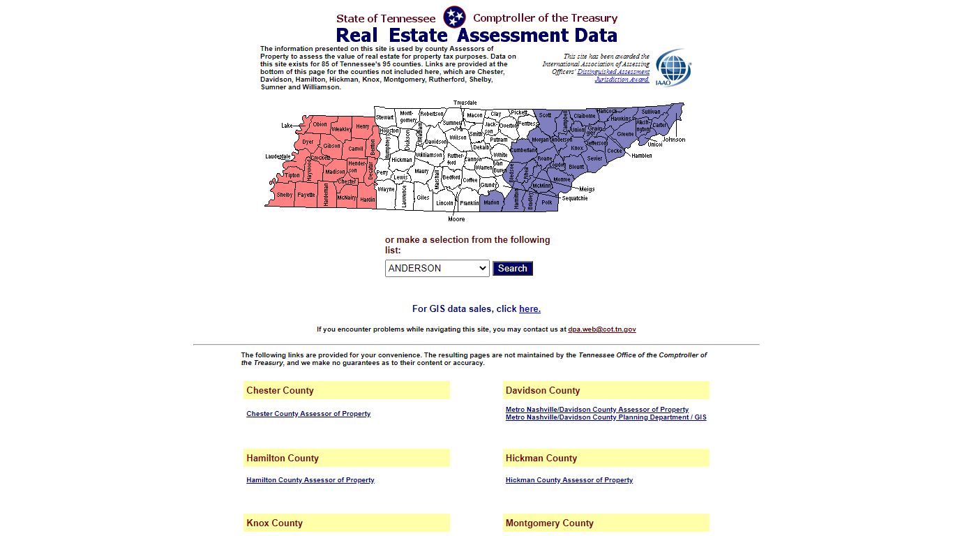 Tennessee Property Data Home Page